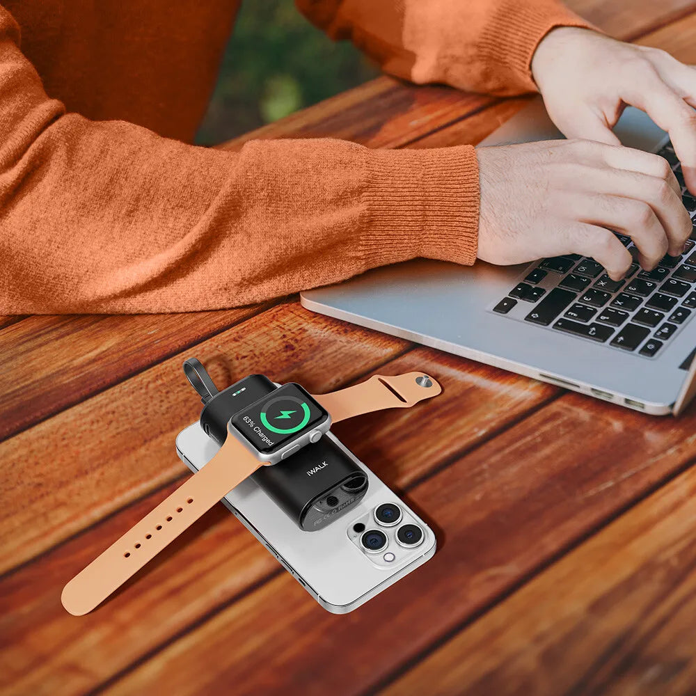 IWALK wireless power bank 9000mAh with built-in cable iWatch ultra wireless magnetic iPhone Watch 8/7/6 Lightning