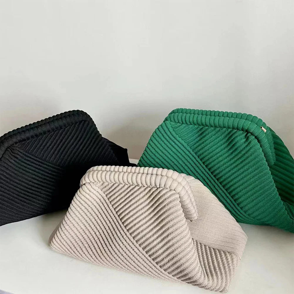 Women Evening Clutch Bag Corduroy Evening Purse Chain Strap Soft Clutch Handbag Stylish Crossbody Bag Trendy Sling Bag