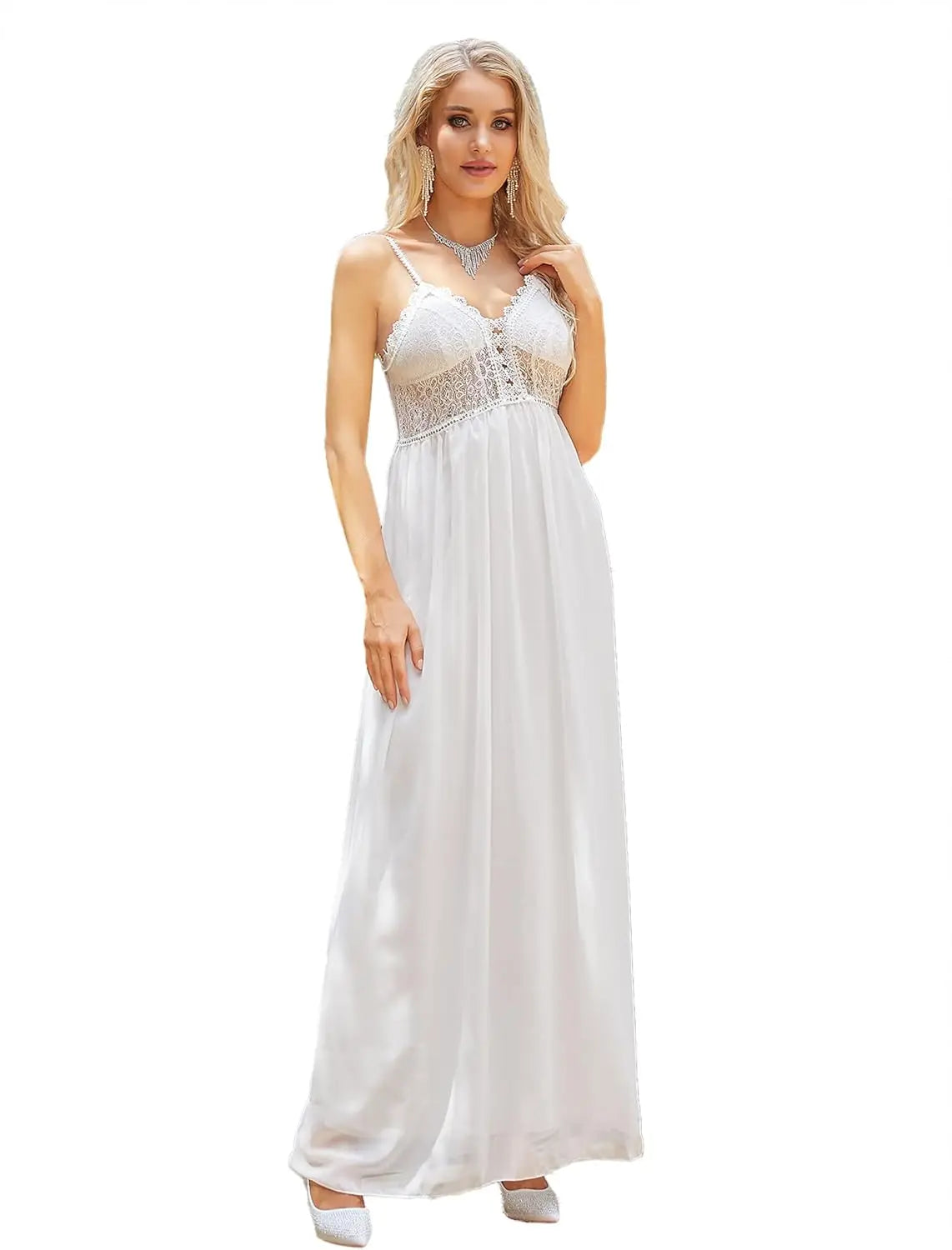 2025 New Women Spaghetti Straps Wedding Dress  Lace Chiffon Backless Long Boho Wedding Bridal Gowns Classic Sexy Evening Dress