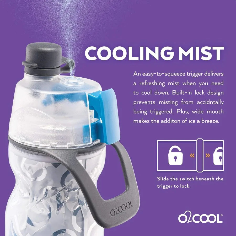 Mist 'N Sip Misting Water Bottle 2in1 Mist And Sip Function With No Leak Pull Top Spout Reusable Sports Water Bottle 20 oz Socc