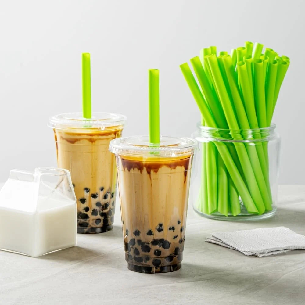 9.1 Inch Disposable Boba Straws 100 Count Compostable PLA Straws Wider Mouth Durable Eco-Friendly Hot Cold Beverages
