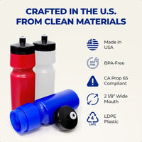 Rolling Sands USA Made Reusable 24 oz Sports Water Bottles 3 Pack BPAFree Easy Open PullTop Fits Most Bike Cages Dishwasher Saf