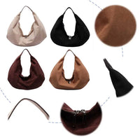 Female Bag Suede Quality Shoulder Bag with Zipper Solid Casual Top-Handle Bags Large Capacity Women Underarm Bag Travel Tote Bag