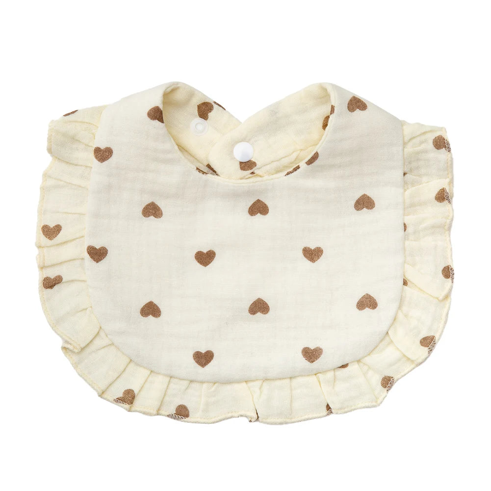 Flower Print Baby Bibs Adjustable Snap Saliva Towel Ruffled Edge Muslin Cotton Burp Cloths Rainbow A Grade Girls Feeding Scarf
