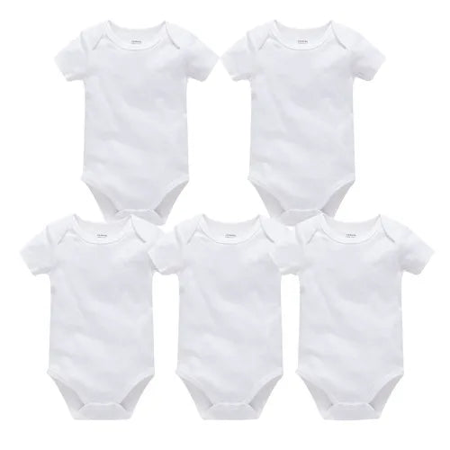 3PCS 5PCS Baby Boys Girls Clothes Solid White Short Sleeve Cotton Baby Bodysuits body bebe 0-24 months Newborn Jumpsuit