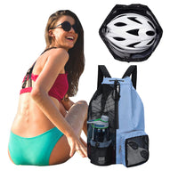 Mesh Drawstring Backpack Mesh Swim Bag Lightweight Swimming Sports Bag Waterproof Adjustable Strap for Swimming Gym