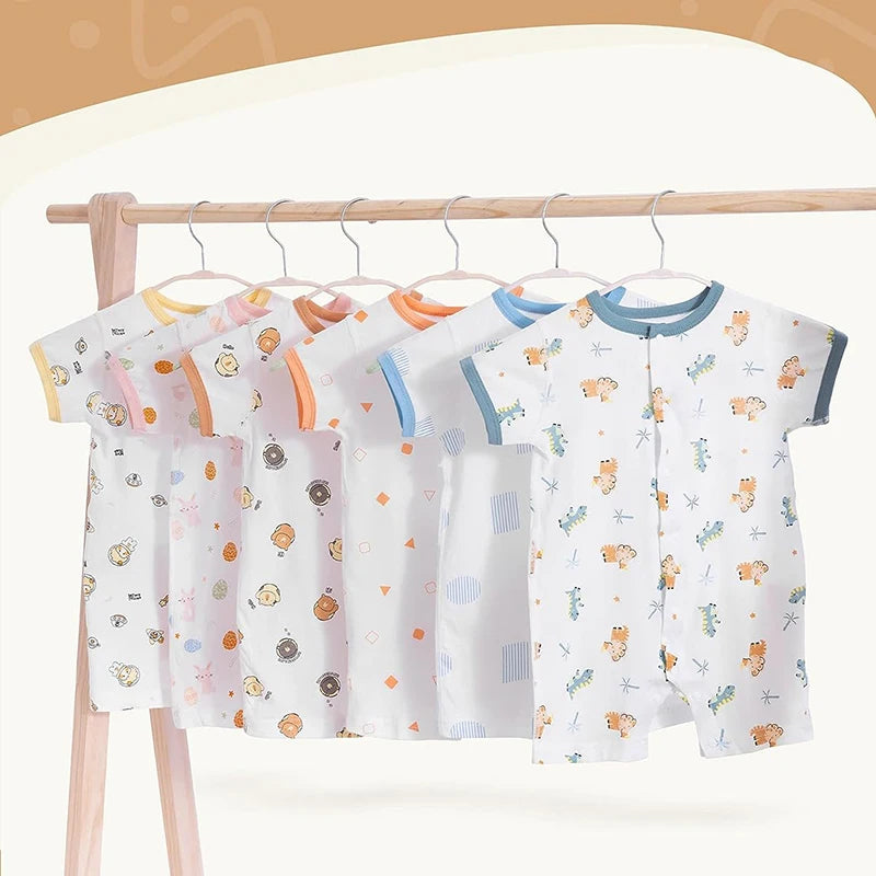 MICHLEY 3pcs Baby Short-Sleeve Rompers Long-Sleeve Jumpsuit Bodysuit Soft White Cartoon Infant Clothes Overalls  For Boys Girls