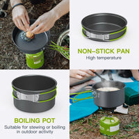 Camping Cooking Set Camping Cookware Travel Tableware Outdoor Picnic Set Teapot For 2-3 Peaple Non-stick Pots Assorted Sets