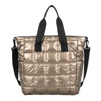 Women Padded Shoulder Bag Solid Color Quilted Chic Hobo Bag Large Capacity Fashion Crossbody Bag Zipper Closure Puffy Handbag