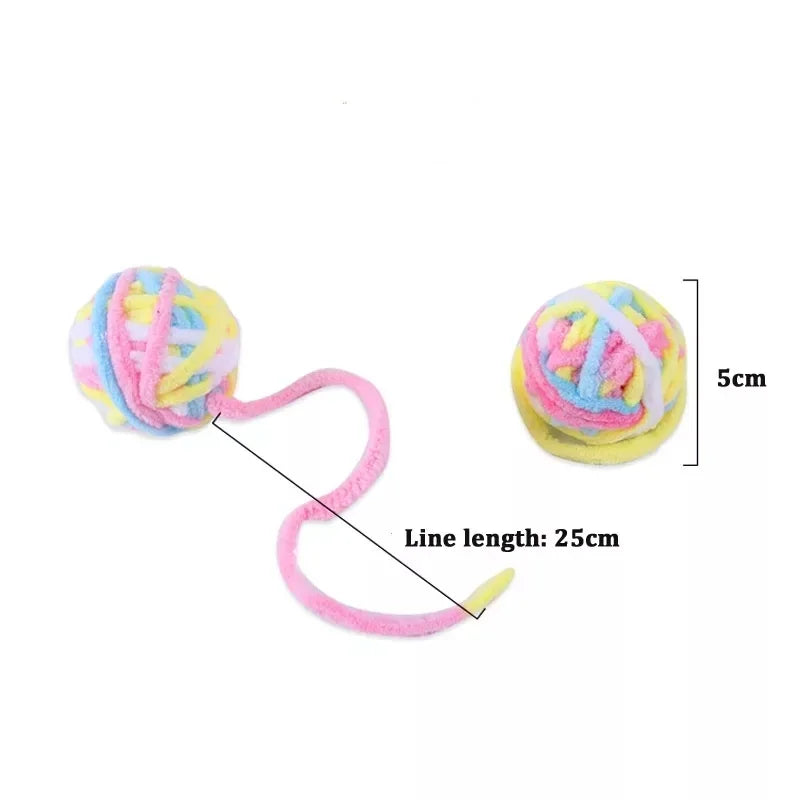 Funny Cat Toys Colorful Yarn Balls with Bell Sounding Interactive Chewing Toy for Kitten Stuffed Toy Ball Cat Supplies