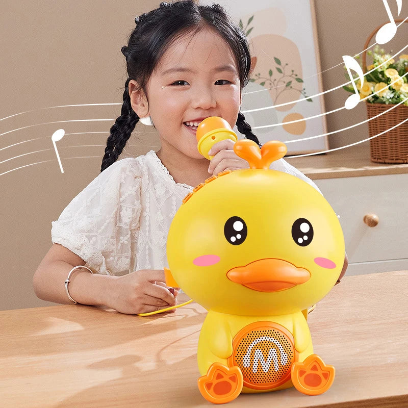 Cute Duck Singing Sound Microphones Early Education Machine Voice Changeable Storytelling With Light Music Toys For Kids Gifts