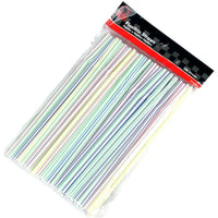 100 Piece Set Flexible Plastic Straws 8 Inch Disposable Assorted Colors Striped Design Parties Events Clean Up