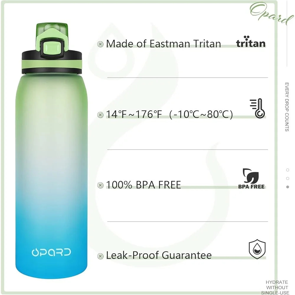 Leak Proof Sports Water Bottle Tritan Reusable Gym Travel Bottle with Flip Top Lid Strainer Fruit Infusion BPA Free Durable