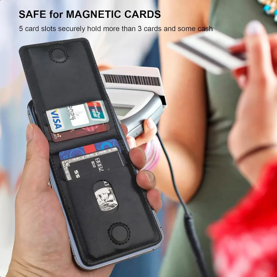 KIHUWEY for MagSafe Wallet Card Holder with Magnetic Mag Safe Leather Detachable Kickstand RFID Wallet for iPhone 16 15 14 13 1