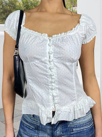 Women s Casual Loose Fit Blouse Floral Print V-Neck Short Sleeve Button Front Shirt Fashion Tops Summer Wear