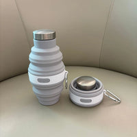 Reusable 475ml Collapsible Water Bottles Retractable Portable Hiking Cups With Carabiner Silicone Folding Drink Cups Sport