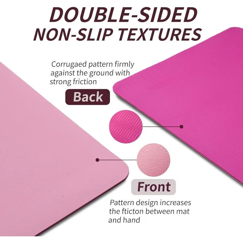 Non-Slip TPE Yoga Mat for Women & Men, 72"x24" Extra-Long Pilates Mats for Hot Yoga, HIIT, Floor Workouts, Lightweight Fitness M