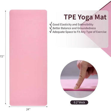Non-Slip TPE Yoga Mat for Women & Men, 72"x24" Extra-Long Pilates Mats for Hot Yoga, HIIT, Floor Workouts, Lightweight Fitness M