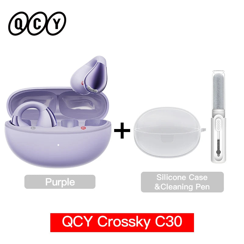 QCY Crossky C30 Wireless Bluetooth 5.4 Earphones Ear clip TWS Sports Earbuds Open Ear Dual-Connection Waterproof Headphones