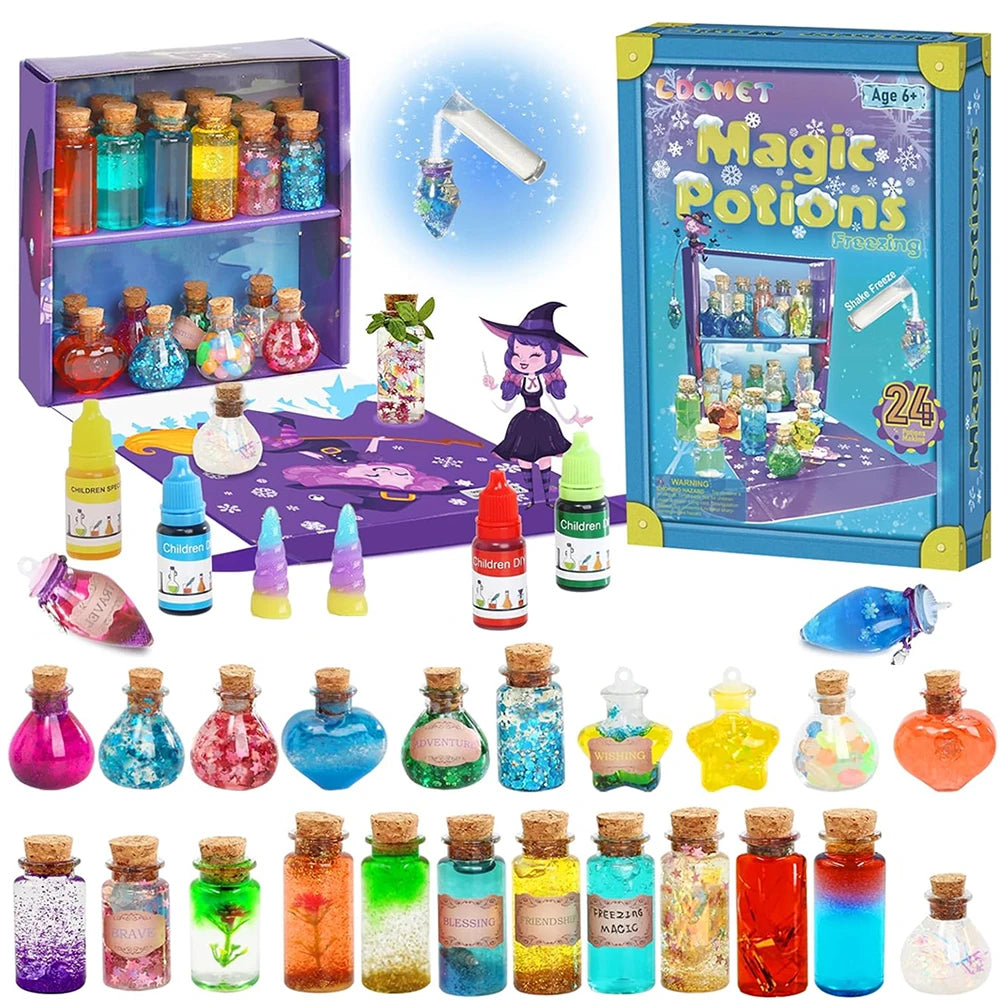 22 Bottles DIY Fairy Magic Potions Kit Halloween Kids Gifts for Girl Handmade Magical Toys Fun Toys Christmas Kitchen Play