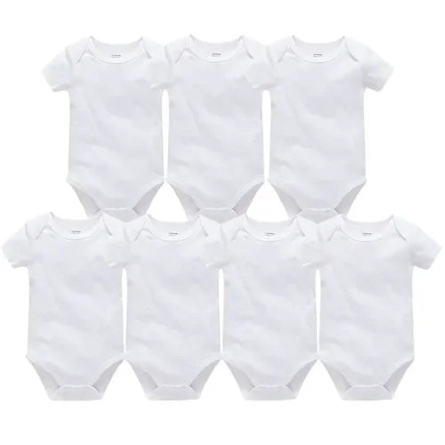 3PCS 5PCS Baby Boys Girls Clothes Solid White Short Sleeve Cotton Baby Bodysuits body bebe 0-24 months Newborn Jumpsuit