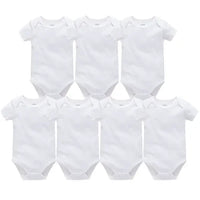 3PCS 5PCS Baby Boys Girls Clothes Solid White Short Sleeve Cotton Baby Bodysuits body bebe 0-24 months Newborn Jumpsuit