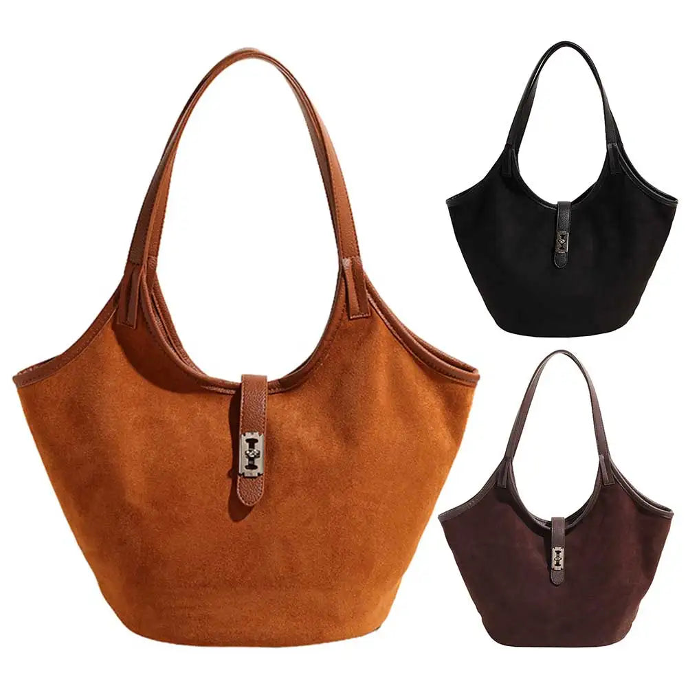 Retro Suede Satchel Purse Fashion Top Handle Bag Luxury Underarm Bag for Women Work Shopping Travel