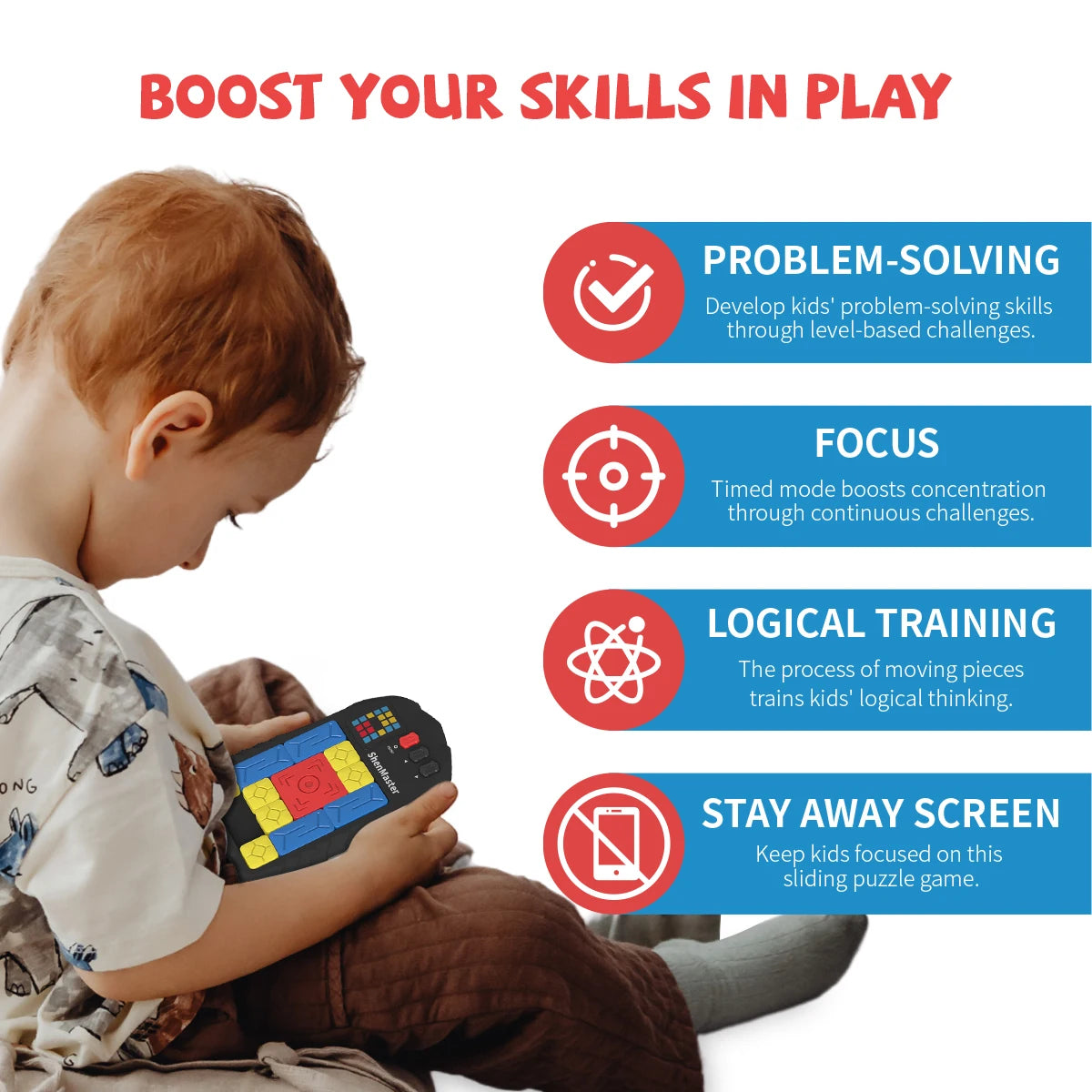 Rechargeable Super Slide Huarong Road Smart Sensor Game 500+ Level Brain Teaser Puzzles Interactive Fidget Toys For Kids Gifts