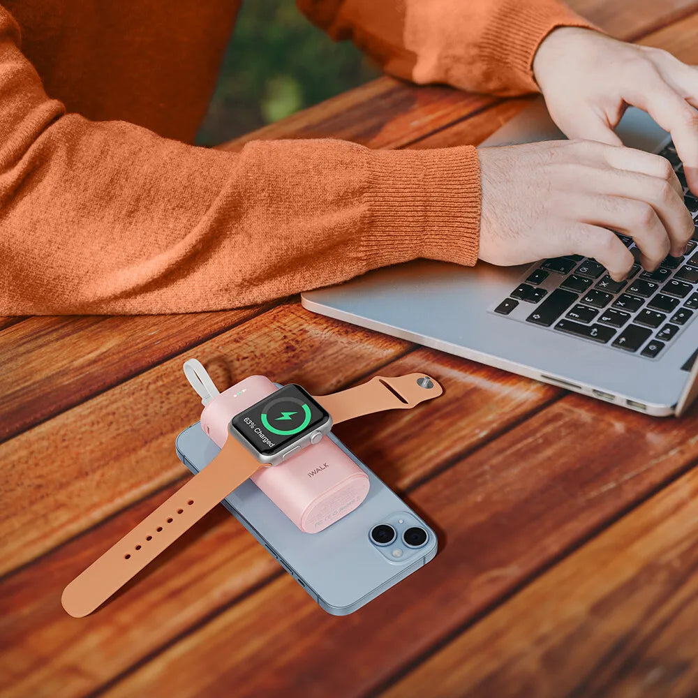 IWALK wireless power bank 9000mAh with built-in cable iWatch ultra wireless magnetic iPhone Watch 8/7/6 Lightning