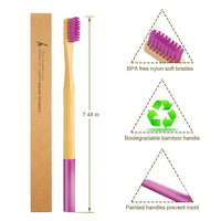 6 biodegradable bamboo toothbrushes, the best travel wood toothbrush set for sensitive gums