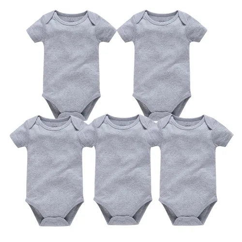 3PCS 5PCS Baby Boys Girls Clothes Solid White Short Sleeve Cotton Baby Bodysuits body bebe 0-24 months Newborn Jumpsuit