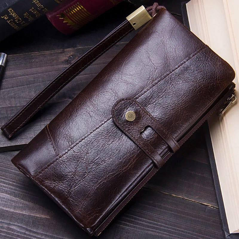 CONTACT'S Genuine Cow Leather Wallet Fashion Coin Purse For Ladies Women Long Clutch Wallets With Cell Phone Bags Card Holder