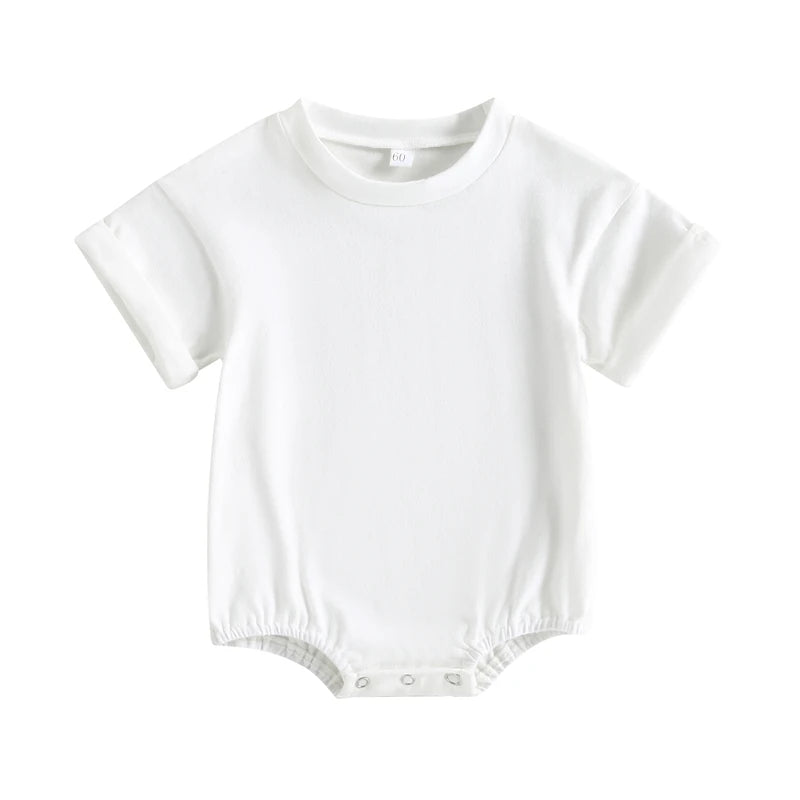 Newborn Baby Romper Summer Crewneck Romper Clothing Solid Casual Loose Jumpsuits Toddler Infant Boy Girl Cotton Playsuit