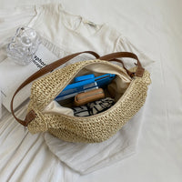 Elegant Woven Crossbody Bag Handmade Straw Messenger Bag Paper Rope Fashion Casual Simple Strap Adjustable Summer Beach Bag