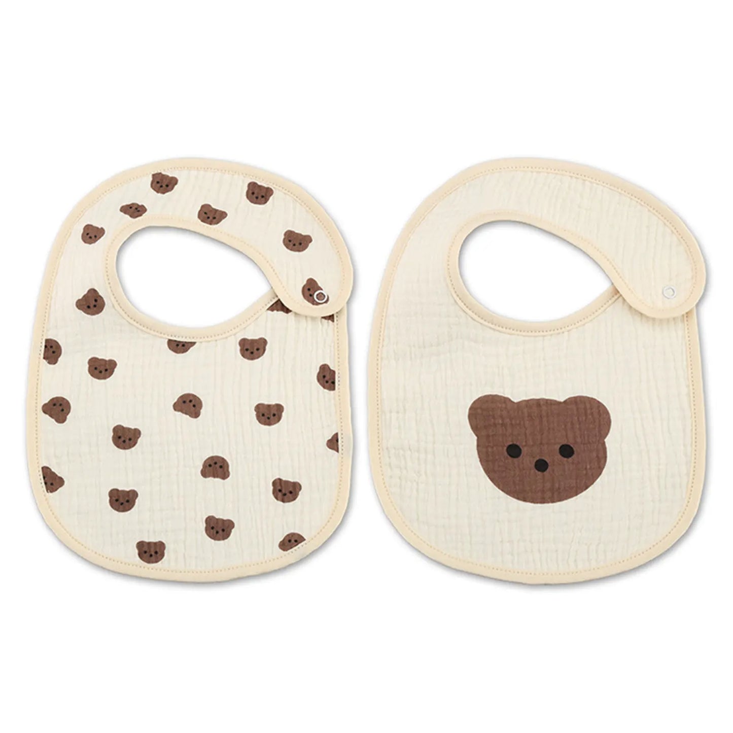 2pcs cotton bear waterproof baby bibs four seasons baby bibs newborn burp cloth boys girls soft breastfeeding drooling towel