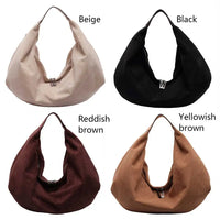 Female Bag Suede Quality Shoulder Bag with Zipper Solid Casual Top-Handle Bags Large Capacity Women Underarm Bag Travel Tote Bag