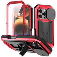 Rugged Metal Phone Case For iPhone 16e 15 14 Plus 13 Pro Max Heavy Military Shockproof Shell Slide Camera Cover Screen Protect