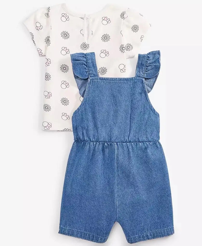 Disney | Baby Girl 2-Pc. Minnie T-Shirt & Denim Shortall Set