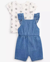 Disney | Baby Girl 2-Pc. Minnie T-Shirt & Denim Shortall Set