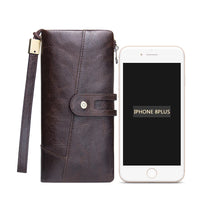 CONTACT'S Genuine Cow Leather Wallet Fashion Coin Purse For Ladies Women Long Clutch Wallets With Cell Phone Bags Card Holder