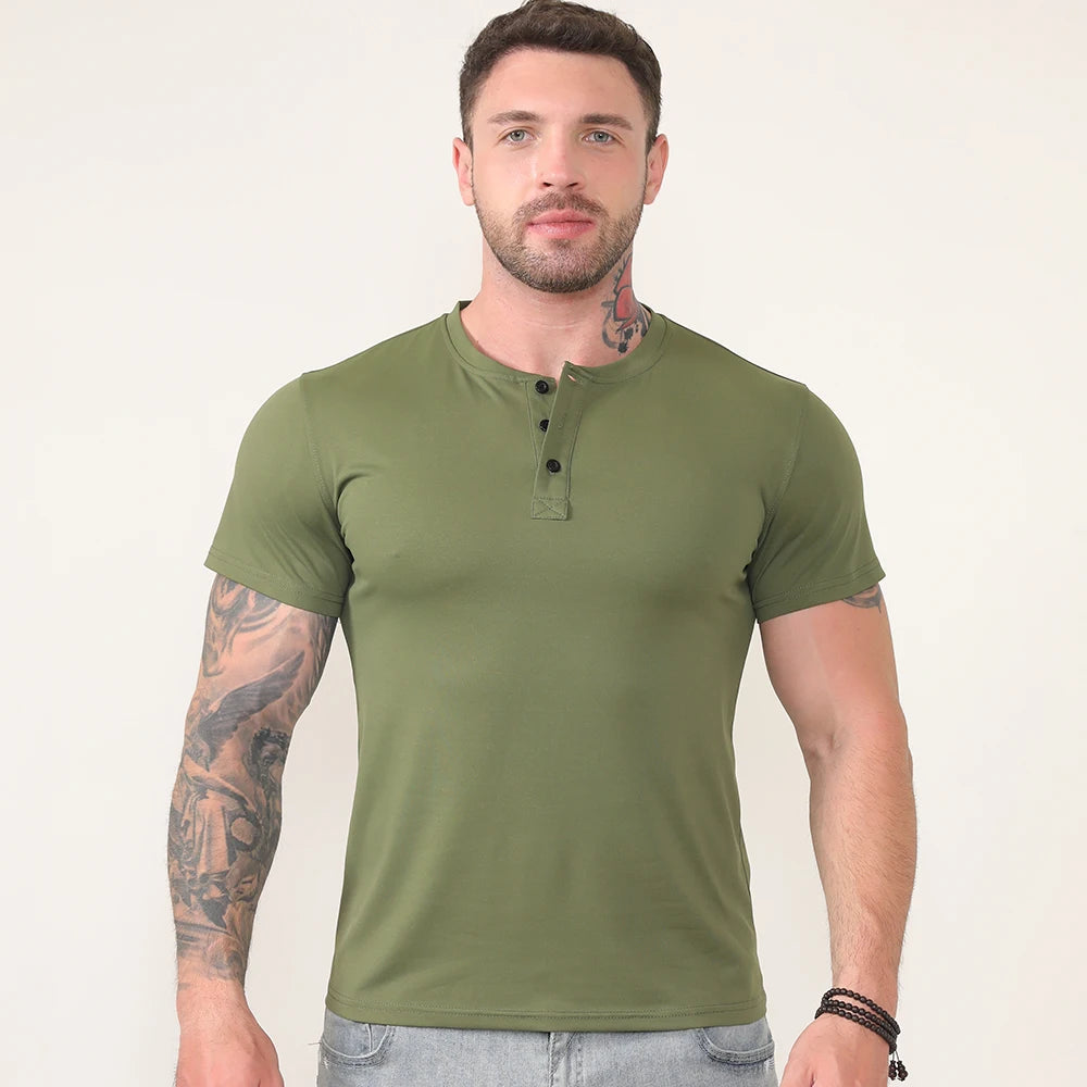 Men Slim Fit Polo T-Shirt Pull On Fashion Design Solid Color Short Sleeve Tee Male Tops