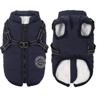 Winter Warm Dog Jacket Waterproof Pet Coat for Small Large Dog Clothes Fleece with Harness Puppy Vest Chihuahua Labrador Costume