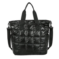 Women Padded Shoulder Bag Solid Color Quilted Chic Hobo Bag Large Capacity Fashion Crossbody Bag Zipper Closure Puffy Handbag