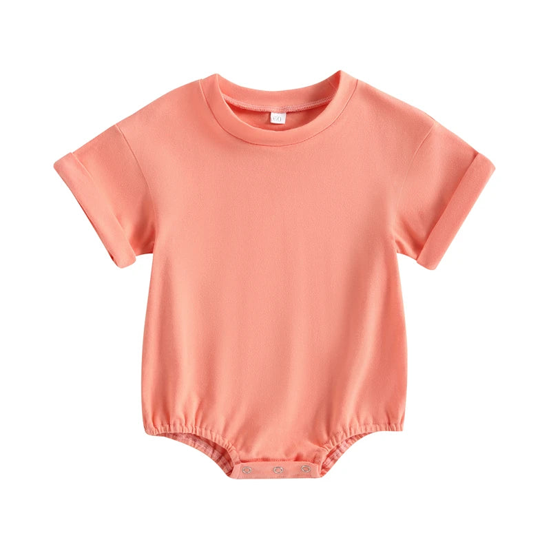 Newborn Baby Romper Summer Crewneck Romper Clothing Solid Casual Loose Jumpsuits Toddler Infant Boy Girl Cotton Playsuit