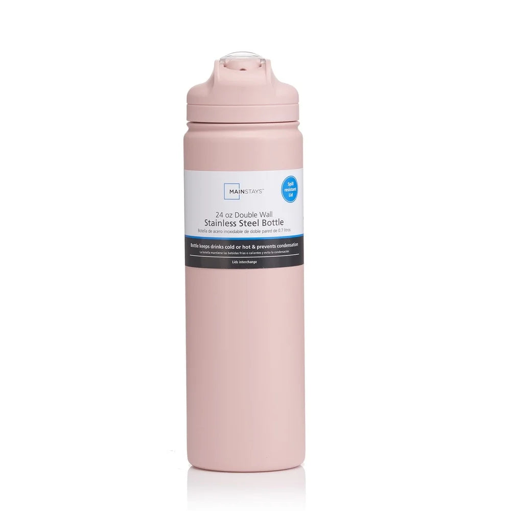 Insulated Stainless Steel Water Bottle with Flip Top Lid 24oz BPA Free Leak Proof Double Wall Vacuum Sweat Free Design