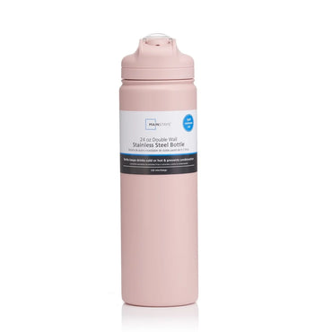 Insulated Stainless Steel Water Bottle with Flip Top Lid 24oz BPA Free Leak Proof Double Wall Vacuum Sweat Free Design