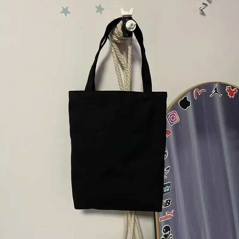 Large Capacity Canvas Shoulder Tote Bag Foldable Eco-Friendly Cotton Tote Bag Reusable Shoulder Bag Shopping Bag