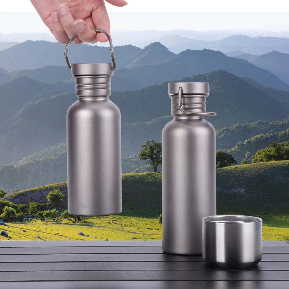 500/600/750ml Titanium Water Bottle with Lid Lightweight Drinking Bottle Leak-Proof Ultralight Water Bottle for Outdoor Picnic