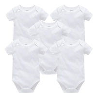 3PCS 5PCS Baby Boys Girls Clothes Solid White Short Sleeve Cotton Baby Bodysuits body bebe 0-24 months Newborn Jumpsuit