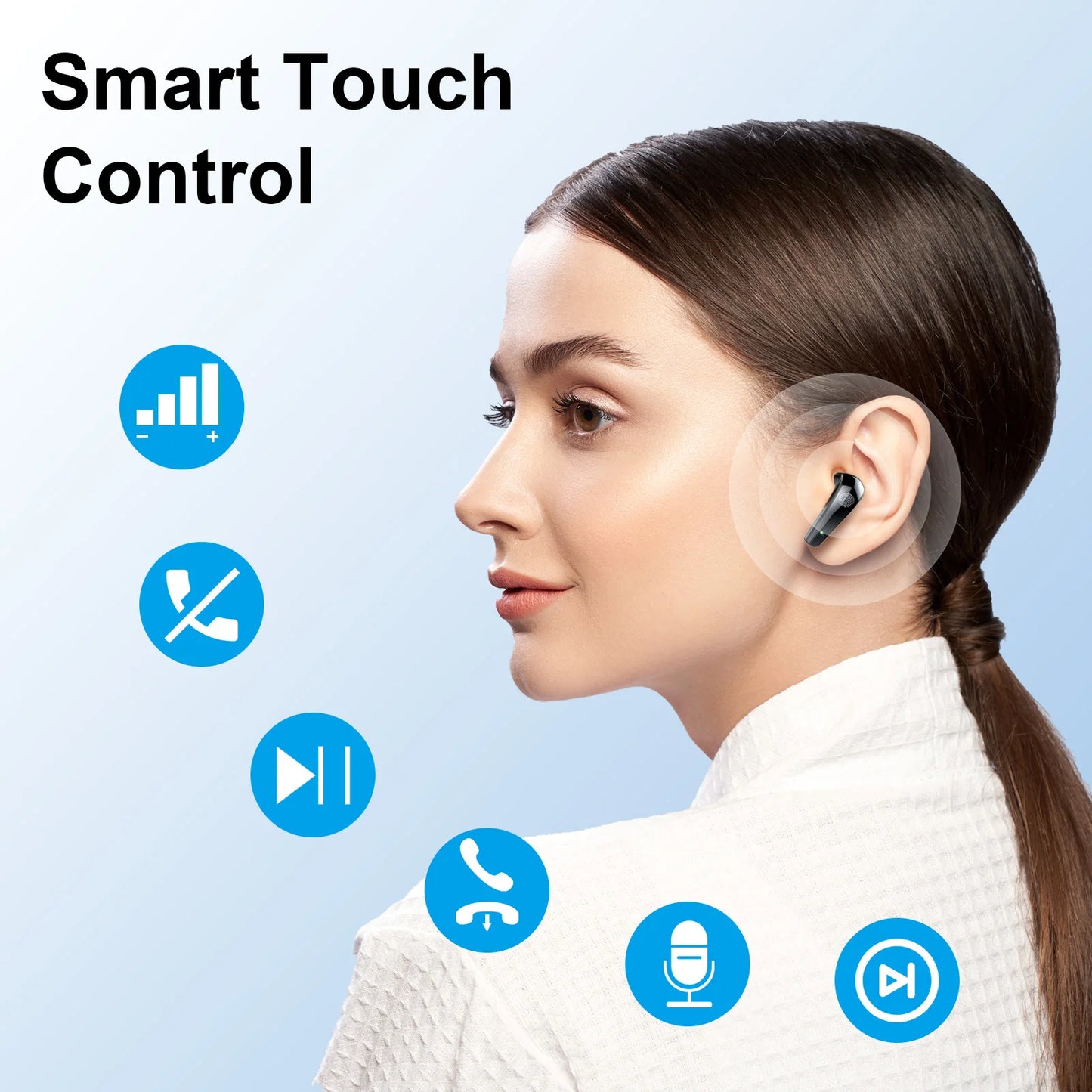 Wireless Earbuds, Bluetooth 5.3 Headphones In Ear with Dual Mic, 35H Wireless Earphones Sport with ENC Noise Canceling Mic.